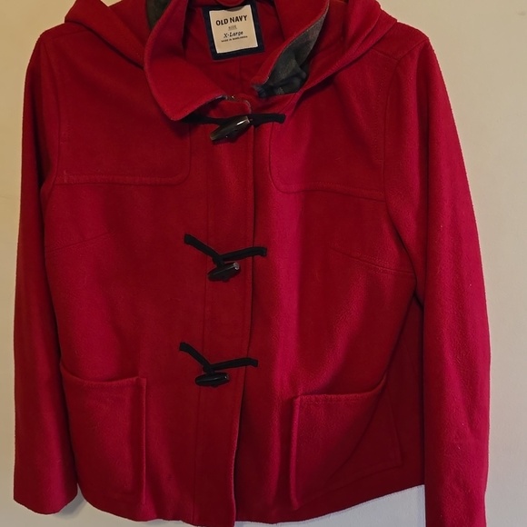 Old Navy Red Hooded Toggle Pea Coat - Picture 5 of 5